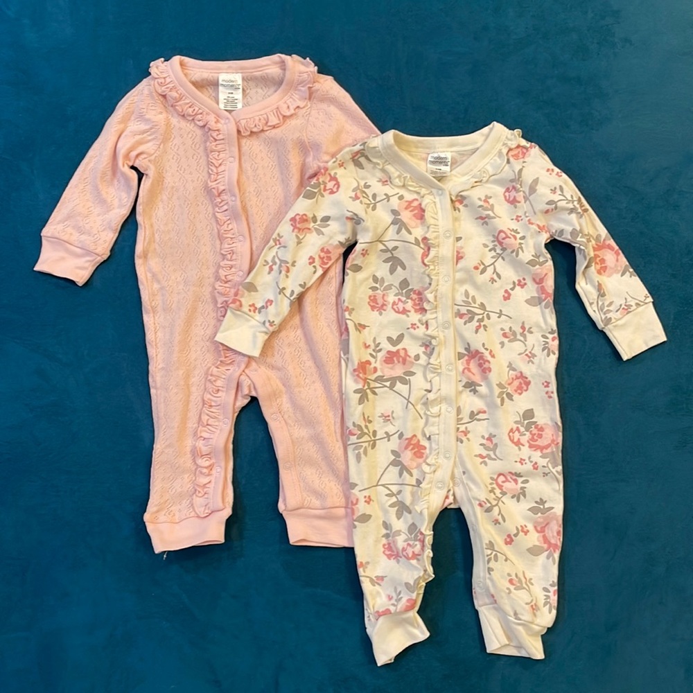 🧡💜 NWOT Modern Moments by Gerber Set of 2 Coveralls size 6-9 months